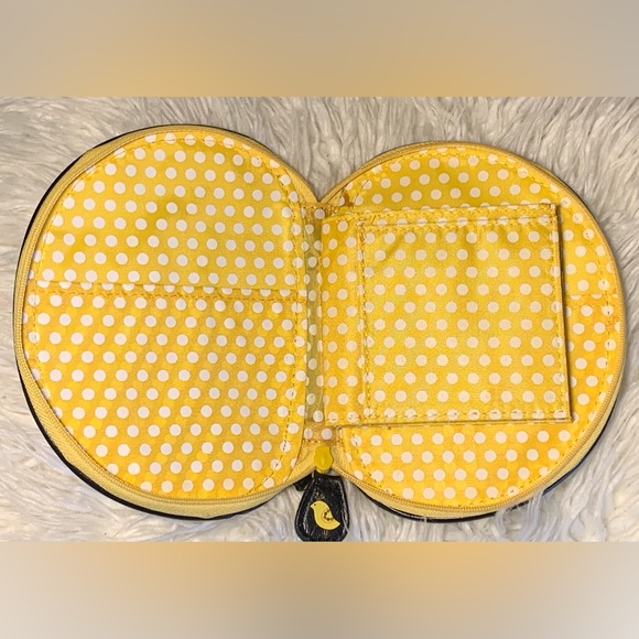 Black and Yellow Wristlet Wallet with Partridge Decoration - Picture 3 of 6